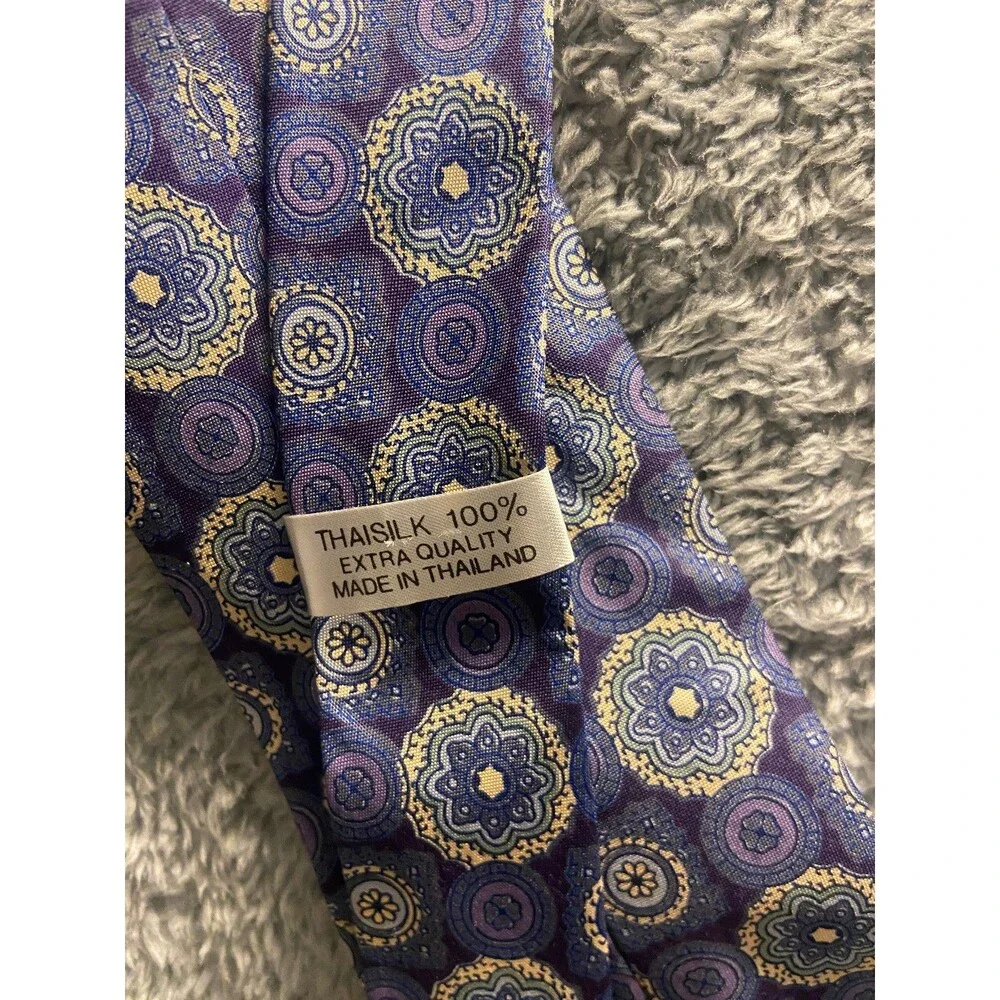 RTC Hand Woven Silk Tie Blue Mandela Extra Quality NWT Geometric 60 by 3.25 inch